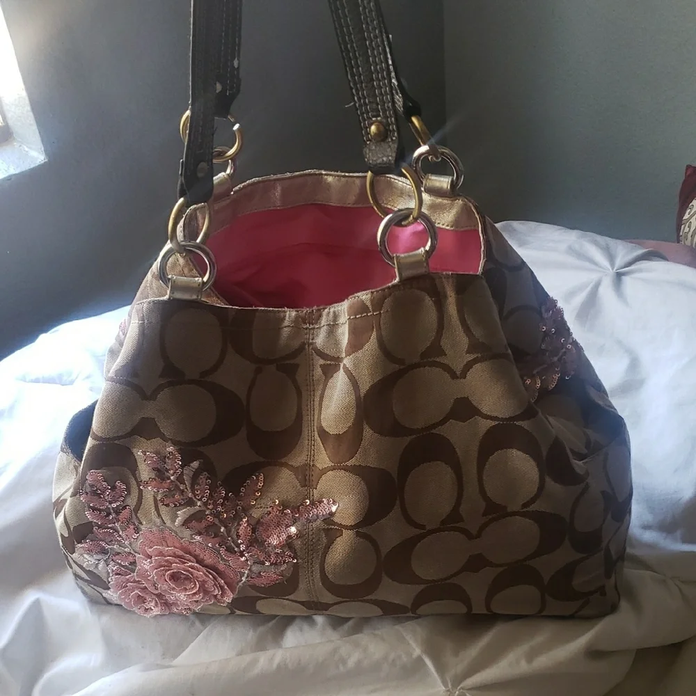 Coach Brown and Pink Travel Bags with Signature Monogram Personally Restored - Picture 4 of 14